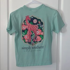Girls Simply Southern Teal Giraffe Shirt